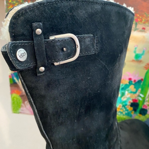 UGGS Side Zipper Suede Boots, Shearling Lining, N 1912, Black, Women's Size 10 - Picture 4 of 15